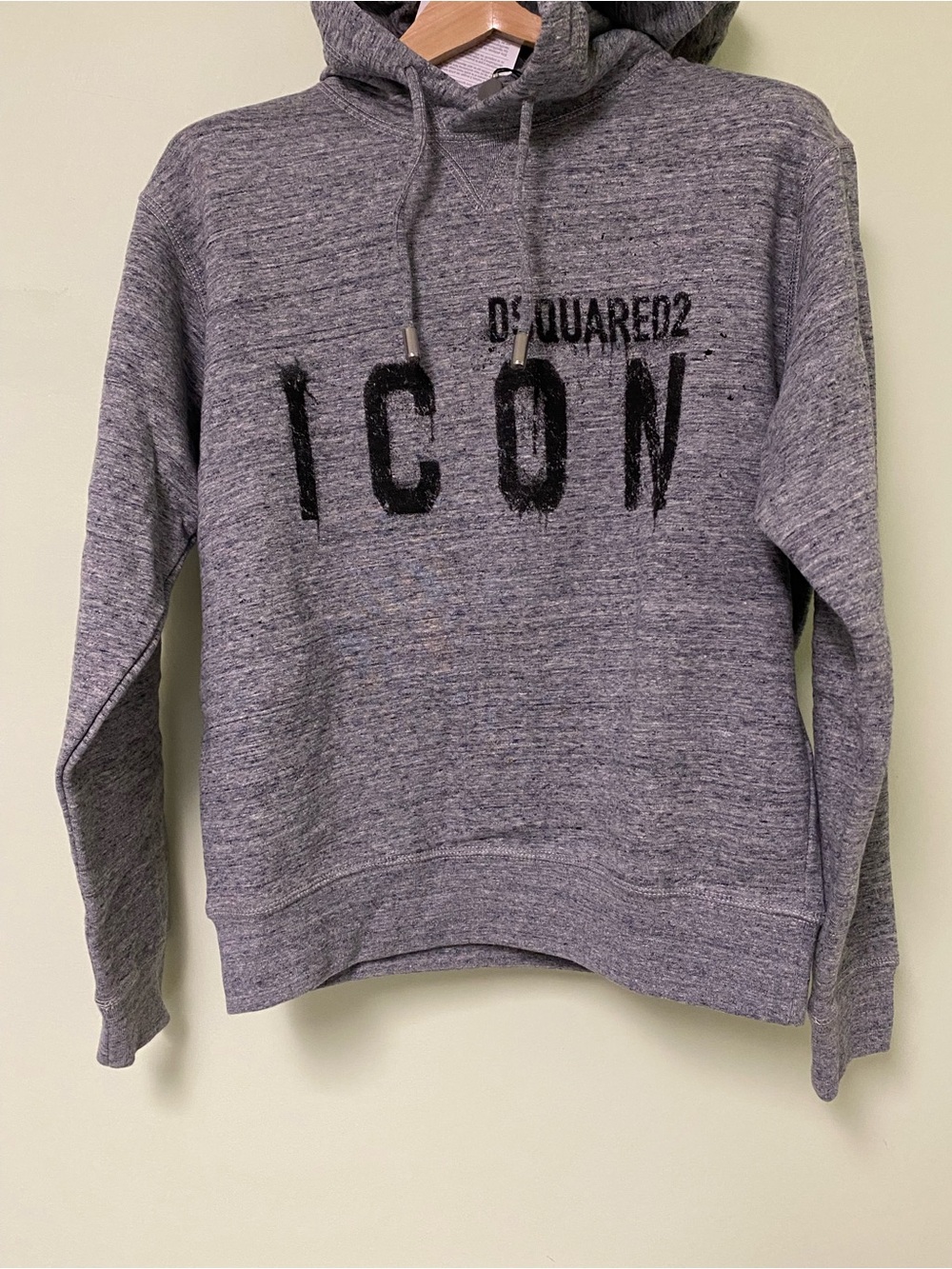 DSQUARED2 Grey Marled ICON Hoodie with Black Print